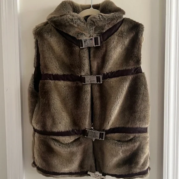 Baby Phat Jackets Coats Baby Phat Buckle Faux Fur Vest